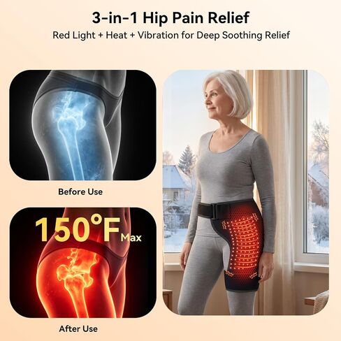 Yabuu Cordless Heated Massage Pad for Hip,Sciatica Pain Relief,Biut-in 5000mAh Battery with 3-Speed Temperature Control,Soothing Vibration,Electric Heating Pad for Lower Back,Thigh,Hips,Ideal Gift in Kuwait