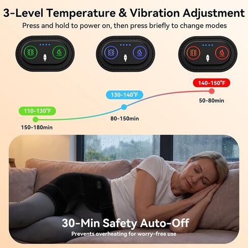Yabuu Cordless Heated Massage Pad for Hip,Sciatica Pain Relief,Biut-in 5000mAh Battery with 3-Speed Temperature Control,Soothing Vibration,Electric Heating Pad for Lower Back,Thigh,Hips,Ideal Gift in Kuwait