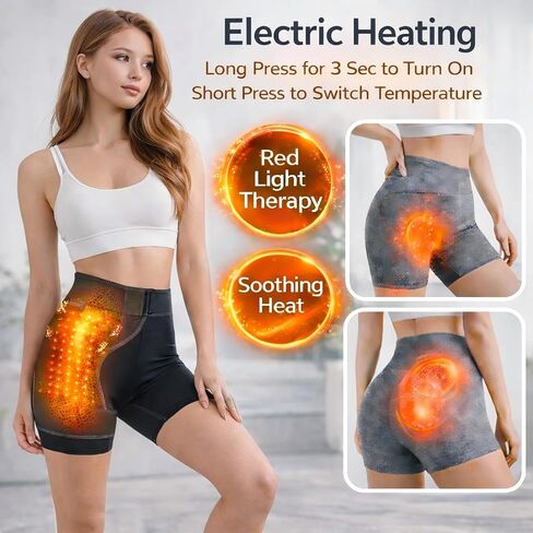 2-in-1 Hip Heating Pad with Massage for Pain Relief & Sciatica Support, Wearable Adjustable Hip & Thigh Brace with 5000ml Portable Power Bank, Women Men Heated Hip Brace for Home Office in Kuwait
