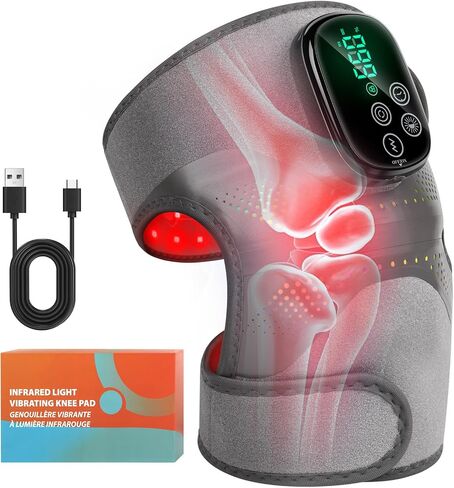 GALAX PRO Knee Electric Massager with Heat, Cordless Heated Knee Massage for Pain Relief with 3 Heating Levels, 6 Vibration Modes, LED Screen & Adjustable Strap in Kuwait