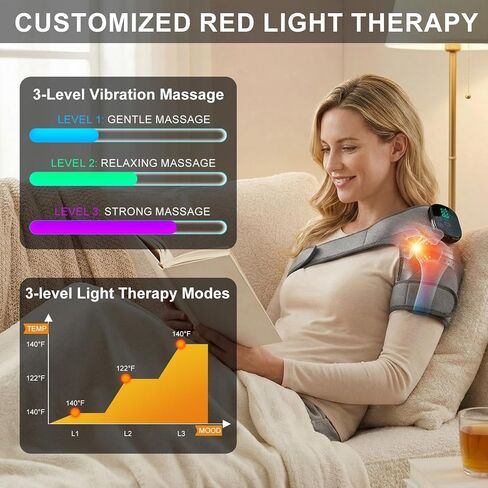 GALAX PRO Knee Electric Massager with Heat, Cordless Heated Knee Massage for Pain Relief with 3 Heating Levels, 6 Vibration Modes, LED Screen & Adjustable Strap in Kuwait