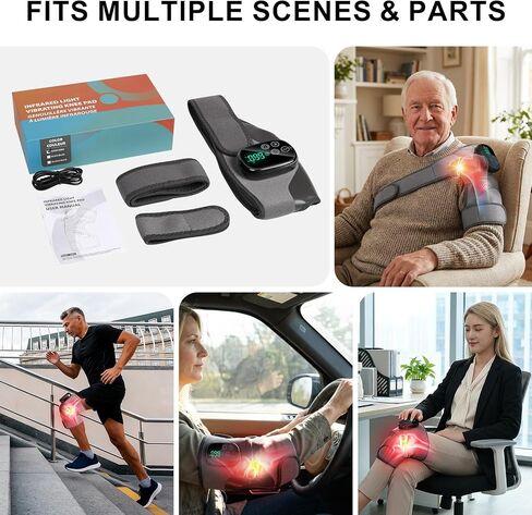 GALAX PRO Knee Electric Massager with Heat, Cordless Heated Knee Massage for Pain Relief with 3 Heating Levels, 6 Vibration Modes, LED Screen & Adjustable Strap in Kuwait