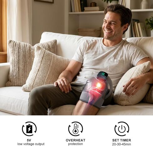 GALAX PRO Knee Electric Massager with Heat, Cordless Heated Knee Massage for Pain Relief with 3 Heating Levels, 6 Vibration Modes, LED Screen & Adjustable Strap in Kuwait