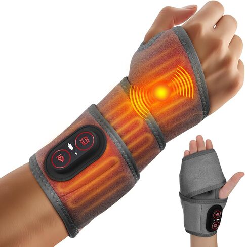 Cordless Wrist Heating Pad Wrap for Pain Relief, Heated Wrist Massager for Carpal Tunnel, Heated Wrist Brace, Wrist Hand Heating Pad, Hand Massager with Heat, Red Light for Carpal Tunnel, Gray in Saudi Arabia