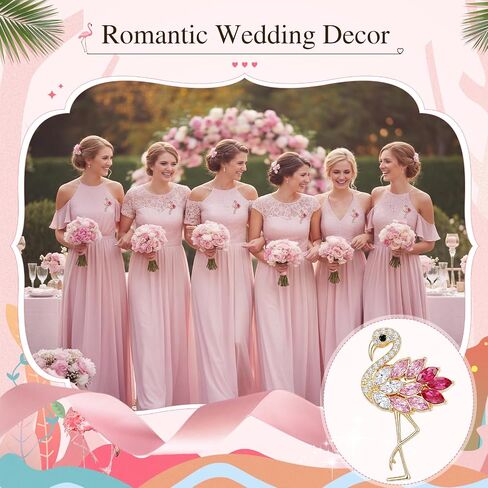 XunYee 25 Pcs Flamingo Rhinestone Pins Pink Red Gold Sparkling Lapel Badge Brooch Alloy Crystal Animal Pin for Women Wedding Birthdays Jewelry Gifts Party Favors in Kuwait