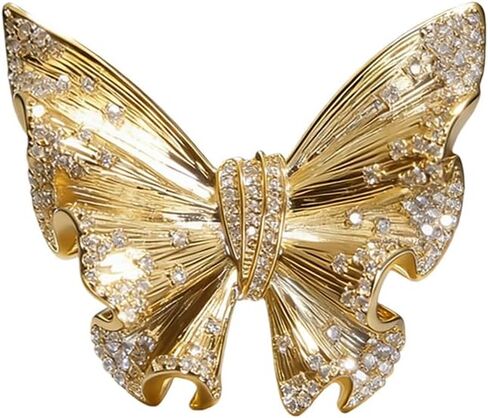 Gold Butterfly Rhinestone Brooch Pin for Women Exquisite Golden Brooch Pin Elegant Dress Broochs Pins Suit Shirt Broochs Pins Butterfly Jewelry Accessories Gift in Kuwait