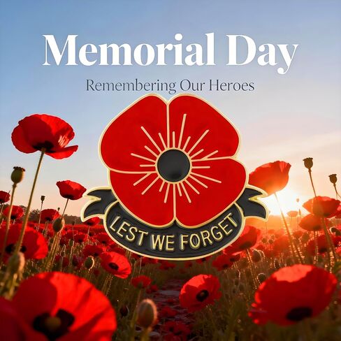 HAFILO 12/25/50/100 pieces poppy flower brooch pins Memorial Day lapel pin Metal enamel Lest We Forget Poppy Pins Veterans Day badge Souvenir gift bulk in Saudi Arabia