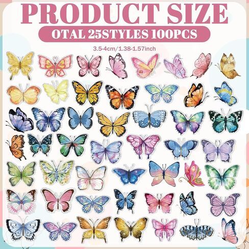 100 Pcs Summer Butterfly Pins Bulk Colorful Butterfly Lapel Pins Brooches Decoration Gift for Backpack Clothes Women Mothers Teachers Nurse in Kuwait