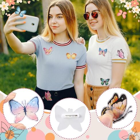 100 Pcs Summer Butterfly Pins Bulk Colorful Butterfly Lapel Pins Brooches Decoration Gift for Backpack Clothes Women Mothers Teachers Nurse in Kuwait