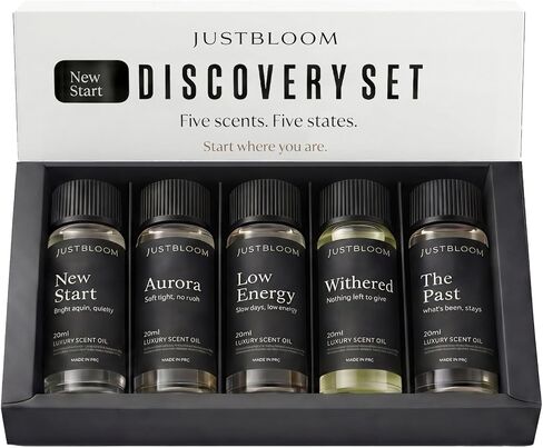 JustBloom Hotel Diffuser Oil Set, 5 Scents, 5 x 20 mL | Five hotel-inspired fragrance oil blends for waterless and cold-air diffusers, designed for home, office and all-season use. in Saudi Arabia