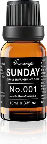 Gooamp SUNDAY-001 Diffuser Oil Essential Oils Blend - Vanilla/Rose/Jasmine - 10mL 0.33fl.oz - Suitable for Water, Anhydrous, Reed, Cold Air, and Automobile Diffusers - Ideal for DIY Crafts in Saudi Arabia
