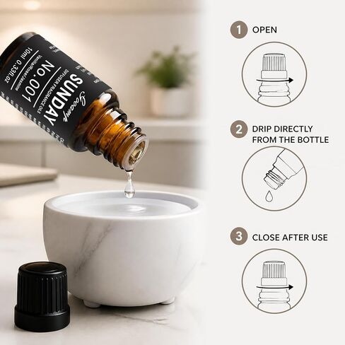 Gooamp SUNDAY-001 Diffuser Oil Essential Oils Blend - Vanilla/Rose/Jasmine - 10mL 0.33fl.oz - Suitable for Water, Anhydrous, Reed, Cold Air, and Automobile Diffusers - Ideal for DIY Crafts in Saudi Arabia