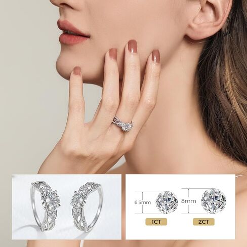Moissanite Engagement Rings for Women, 1-2CT D Color VVS1 Round Cut Twisted Promise Ring for Her, 18K Gold Plated 925 Sterling Silver Bridal Wedding Ring Anniversary Valentine Gift with GRA Certificate in Saudi Arabia