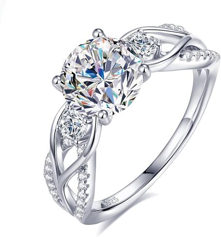 Moissanite Engagement Rings for Women, 1-2CT D Color VVS1 Round Cut Twisted Promise Ring for Her, 18K Gold Plated 925 Sterling Silver Bridal Wedding Ring Anniversary Valentine Gift with GRA Certificate in Saudi Arabia