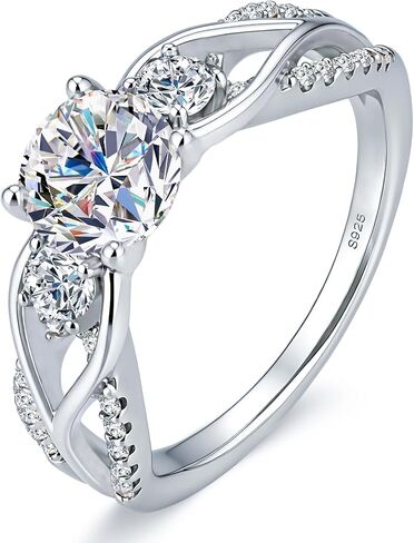 Moissanite Engagement Rings for Women, 1-2CT D Color VVS1 Round Cut Twisted Promise Ring for Her, 18K Gold Plated 925 Sterling Silver Bridal Wedding Ring Anniversary Valentine Gift with GRA Certificate in Saudi Arabia