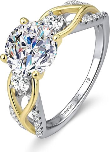 Moissanite Engagement Rings for Women, 1-2CT D Color VVS1 Round Cut Twisted Promise Ring for Her, 18K Gold Plated 925 Sterling Silver Bridal Wedding Ring Anniversary Valentine Gift with GRA Certificate in Saudi Arabia