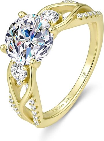Moissanite Engagement Rings for Women, 1-2CT D Color VVS1 Round Cut Twisted Promise Ring for Her, 18K Gold Plated 925 Sterling Silver Bridal Wedding Ring Anniversary Valentine Gift with GRA Certificate in Saudi Arabia