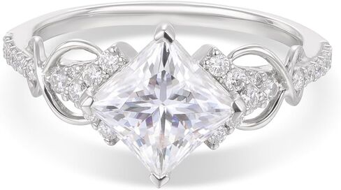 Moissanite Engagement Rings for Women, 925 Sterling Silver Engagement Ring, 14K White Gold Plated Wedding Bands Moissanite Halo Rings, Promise Eternity Ring for Her in Saudi Arabia