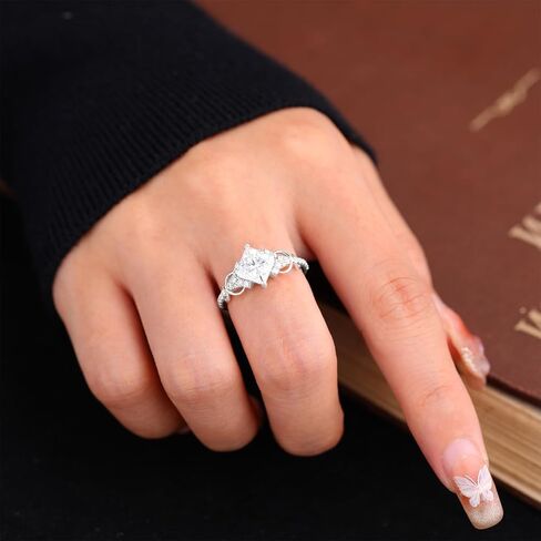 Moissanite Engagement Rings for Women, 925 Sterling Silver Engagement Ring, 14K White Gold Plated Wedding Bands Moissanite Halo Rings, Promise Eternity Ring for Her in Saudi Arabia