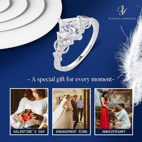 Moissanite Engagement Rings for Women, 925 Sterling Silver Engagement Ring, 14K White Gold Plated Wedding Bands Moissanite Halo Rings, Promise Eternity Ring for Her in Saudi Arabia