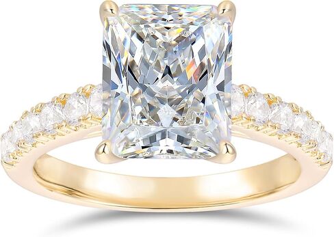 14k Gold Moissanite Ring 14K Gold 8x10mm 4ct Radiant Cut Moissanite Engagement Rings Women in Saudi Arabia