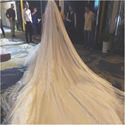 Wedding Veil Sparkle Wedding Veil White Bling Bridal Veils Long 3.0M One Layer Bride Veil Luxury Veil(3.0 M Width) in Kuwait