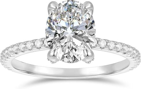 14K Gold Moissanite Ring 14k Gold 2 Carat D Color Hidden Halo Oval Cut Moissanite Engagement Rings for Women in Saudi Arabia
