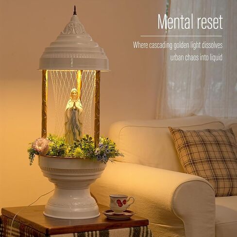 Oil Rain Lamp Vintage Light | Alabaster White Virgin Mary Series-Single Line Version(13×13×36 in)-Mood Lighting and Luxury Ambient Sculpture for Home, Galleries, Dinings, Hotel Lobbies in Saudi Arabia