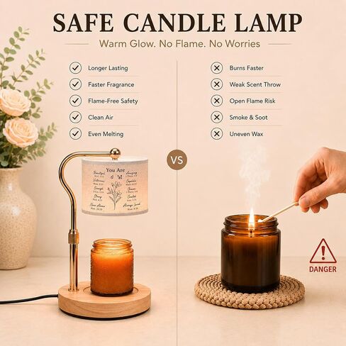 Candle Warmer Lamp with Timer Dimmable - Christmas Birthday Gifts Christian Gift for Women - Flameless & Smokeless Height Adjustable Wax Melt Warmer with 2 Bulbs - Office Dorm Room Home Decor in Saudi Arabia