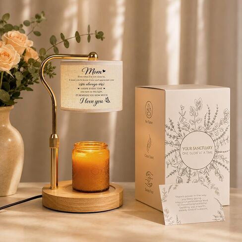 Candle Warmer Lamp - Mom I Love You - Christmas Birthday Gift for Women Mom Mother from Daughter Son - Adjustable Height Vintage Home Decor - Wax Melts Warmer with 2 Bulbs Time Dimmable in Saudi Arabia