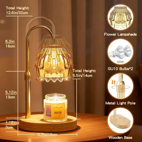 Candle Warmer Lamp with Timer Dimmer, Vintage Wax Warmer for Scented Wax Jar Candles with Extra 2 Bulbs Replacements, Birthday Gifts for Women Mom, House Warming Gifts New Home Decor(Amber) in Saudi Arabia