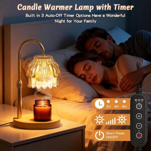 Candle Warmer Lamp with Timer Dimmer, Vintage Wax Warmer for Scented Wax Jar Candles with Extra 2 Bulbs Replacements, Birthday Gifts for Women Mom, House Warming Gifts New Home Decor(Amber) in Saudi Arabia