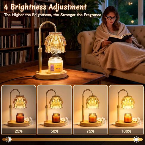 Candle Warmer Lamp with Timer Dimmer, Vintage Wax Warmer for Scented Wax Jar Candles with Extra 2 Bulbs Replacements, Birthday Gifts for Women Mom, House Warming Gifts New Home Decor(Amber) in Saudi Arabia