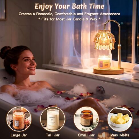 Candle Warmer Lamp with Timer Dimmer, Vintage Wax Warmer for Scented Wax Jar Candles with Extra 2 Bulbs Replacements, Birthday Gifts for Women Mom, House Warming Gifts New Home Decor(Amber) in Saudi Arabia