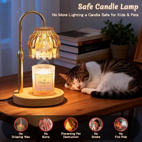 Candle Warmer Lamp with Timer Dimmer, Vintage Wax Warmer for Scented Wax Jar Candles with Extra 2 Bulbs Replacements, Birthday Gifts for Women Mom, House Warming Gifts New Home Decor(Amber) in Saudi Arabia