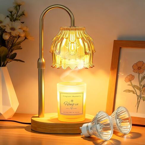 Candle Warmer Lamp with Timer Dimmer, Vintage Wax Warmer for Scented Wax Jar Candles with Extra 2 Bulbs Replacements, Birthday Gifts for Women Mom, House Warming Gifts New Home Decor(Amber) in Saudi Arabia