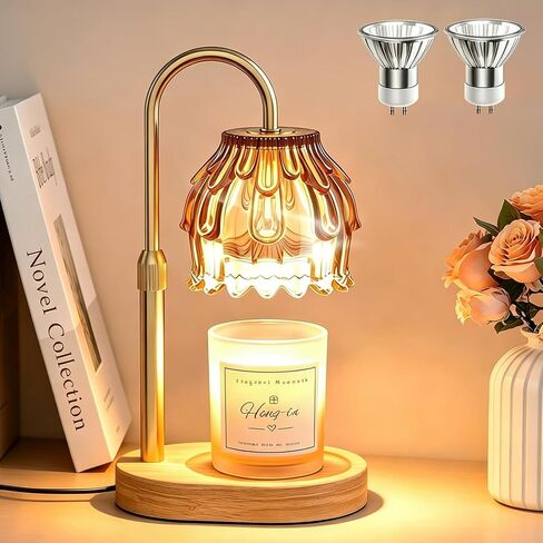 Candle Warmer Lamp with Timer Dimmer, Vintage Wax Warmer for Scented Wax Jar Candles with Extra 2 Bulbs Replacements, Birthday Gifts for Women Mom, House Warming Gifts New Home Decor(Amber) in Saudi Arabia