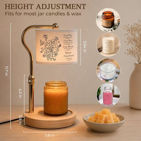 Candle Warmer Lamp with Timer Dimmable - Christmas Birthday Gifts Christian Gift for Women - Adjustable Dimmable Warm Melt Wax Jar Modern Home Decor Table Light for Home Decor Living Bedroom in Saudi Arabia