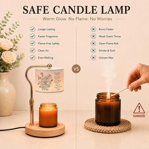 Candle Warmer Lamp with Timer Dimmable - Christmas Birthday Gifts Christian Gift for Women - Adjustable Dimmable Warm Melt Wax Jar Modern Home Decor Table Light for Home Decor Living Bedroom in Saudi Arabia