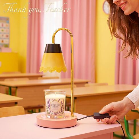 Classroom Candle Warmer Lamp Back to School Pencil Candle Warmer Lamp for Teacher Plug-in Mental Wax Melts Light 13x5 Inch Pink Base Yellow Lampshade for Students Room Bedroom in Saudi Arabia