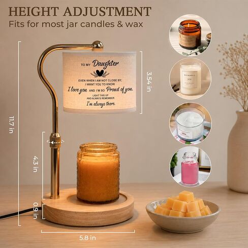 Candle Warmer Lamp with Timer Dimmable - Christmas Birthday Gift for Women Daughter from Parent Mom Dad - Unique Table Lamp Flameless Melter Adjustable Height Warmers with 2 Bulbs Home Decor in Saudi Arabia