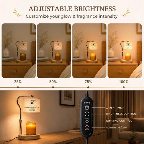 Candle Warmer Lamp with Timer Dimmable - Christmas Birthday Gift for Women Daughter from Parent Mom Dad - Unique Table Lamp Flameless Melter Adjustable Height Warmers with 2 Bulbs Home Decor in Saudi Arabia