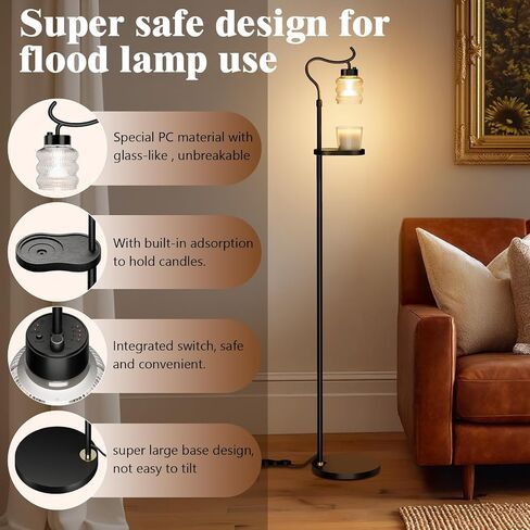 Candle Warmer Floor Lamp with Timer, Dimmable Candle Warmer for Home Decor, Height Adjustable Floor Warmer, Birthday Gifts for Girlfriend Mom Christmas Mother's Day Gfit (Black Top) in Saudi Arabia