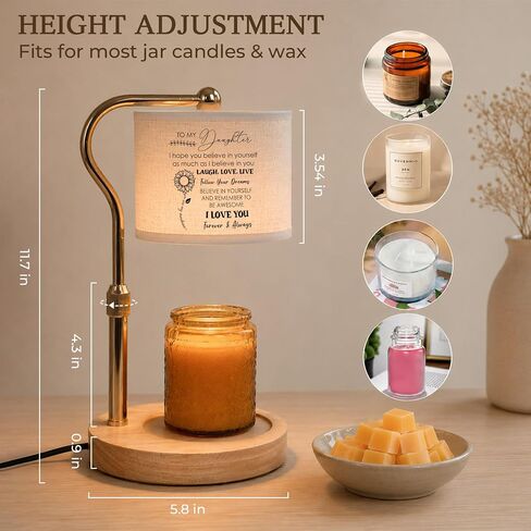 Candle Warmer Lamp with Timer Dimmable - New Home Bedroom Decor Gifts for Women - Christmas Birthday Gift for Daughter from Mom - Adjustable Height Heater Lamp for Scented Wax with 2 Bulbs in Saudi Arabia