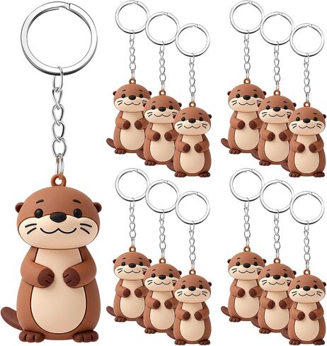 Sureio 48 Pcs 3D Silicone Otter Keychain Bulk Otter Stuff Purse Car Accessories Charm for Animal Lovers Birthday Baby Shower Party Favors in Kuwait
