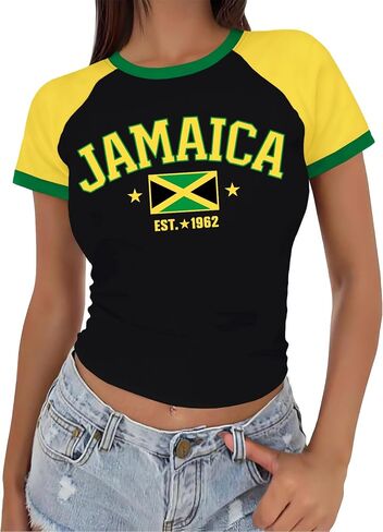 Baby Tee Women USA Mexico Brazil Crop Top Country Flag Y2k Tshirt Jersey Vintage Summer Going Out Tops in Saudi Arabia