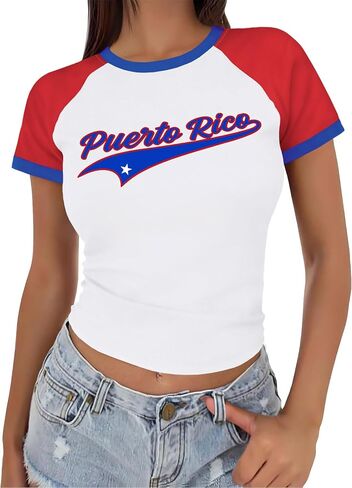 Baby Tee Women USA Mexico Brazil Crop Top Country Flag Y2k Tshirt Jersey Vintage Summer Going Out Tops in Saudi Arabia