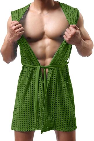 Sexy Lingerie for Men Hollow Out Fishnet Nightgowns See Through Lightweight Stretchy Solid Color Baggy Honeymoon Bodysuits in Kuwait