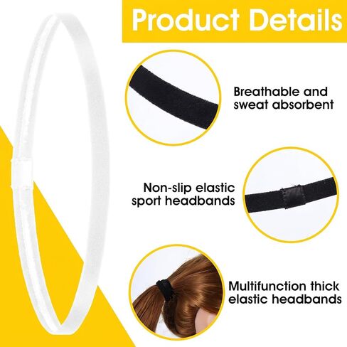 cobee 9PCS Elastic Sports Headbands, Non Slip Thin Elastic Headbands for Women Men Stretchy Skinny Sweatband Athletic Hair Band for Running Workout Tennis Basketball Yoga Soccer in Kuwait