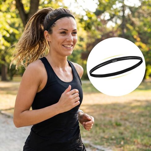 cobee 9PCS Elastic Sports Headbands, Non Slip Thin Elastic Headbands for Women Men Stretchy Skinny Sweatband Athletic Hair Band for Running Workout Tennis Basketball Yoga Soccer in Kuwait
